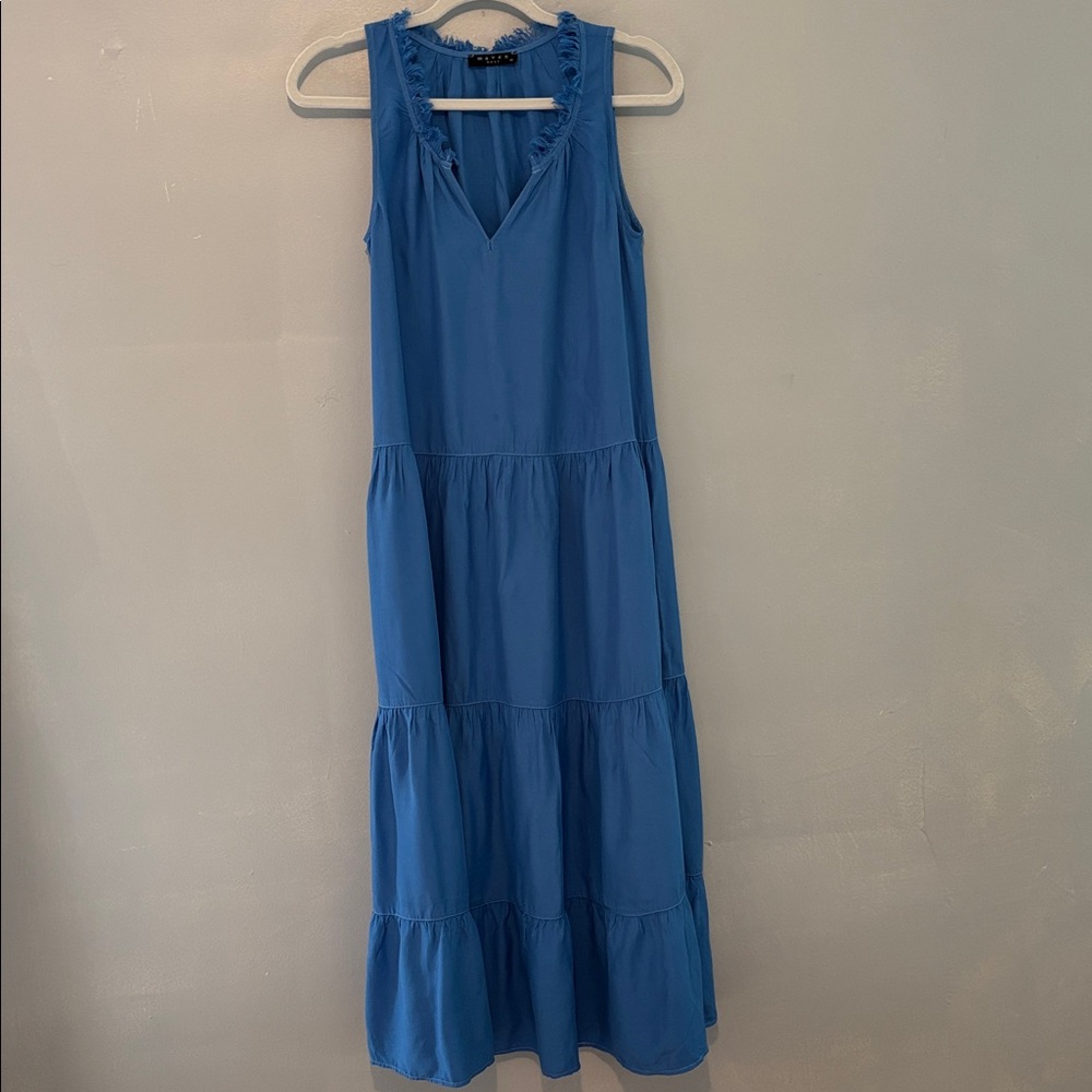 Maven West Frayed Edge Blue Dress